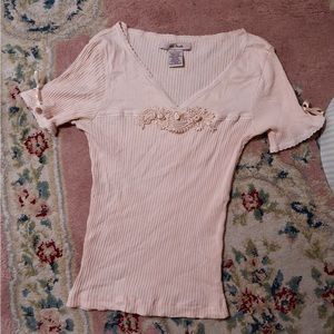 Vintage Free People Pink Short Sleeve Top